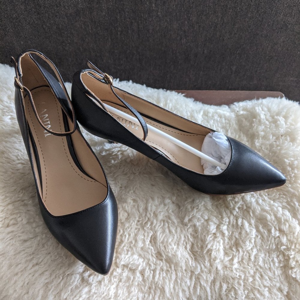 Lanini Ankle Strap Heels, black